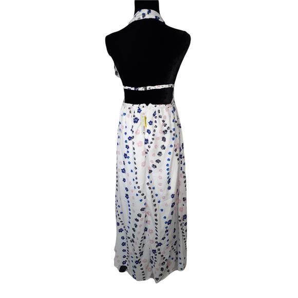 NEW AQUA Long Maxi Dress Boho Floral Cottagecore Coquette Halter Small Backless - Picture 5 of 11